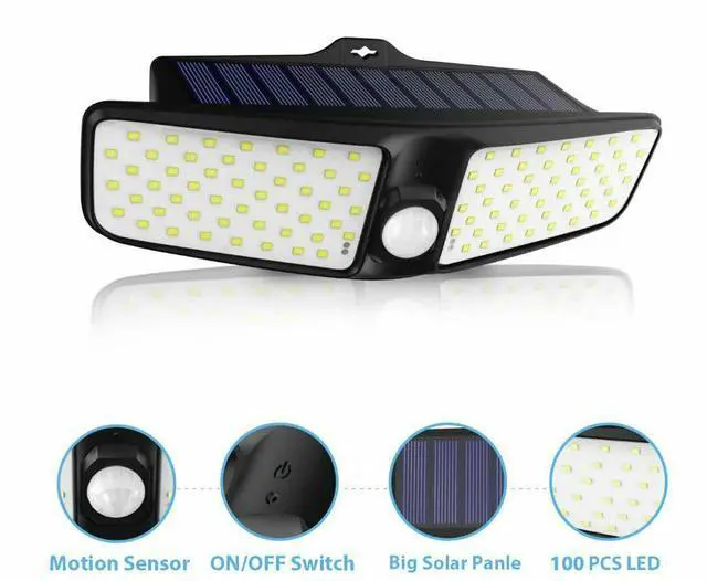 Alt view image 5 of 7 - 100 LED Dual Security Detector Solar Spot Light Motion Sensor Outdoor Floodlight