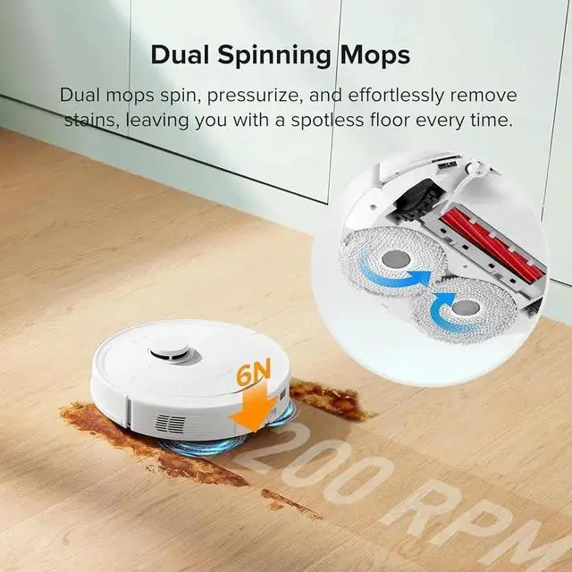 Alt view image 2 of 6 - Roborock Qrevo Robot Vacuum Mop Auto-Drying Self-Emptying Dual Spinning Mops Auto Mop Lifting App Control Obstacle Avoidance