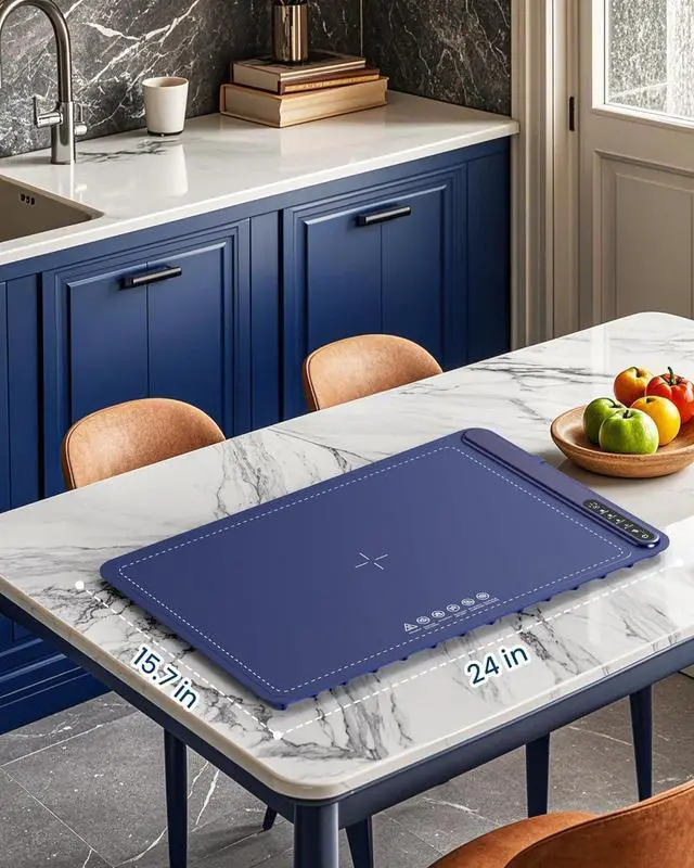 Alt view image 2 of 7 - Food Warming Mat - Fast Heating Silicone Electric Warming Tray with 4 Level Temperature, Raised Feet Protects Table, Roll Up Buffet Hot Plates Heat Pad, Portable Food Warmer for Parties Home Travel
