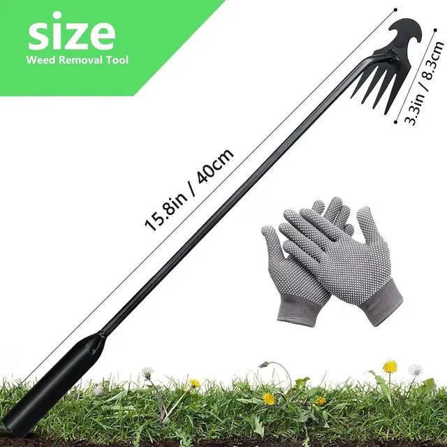 Alt view image 2 of 7 - Manual Weed Puller Twister Garden Lawn Grass Root Remover Claw Tool Black Steel