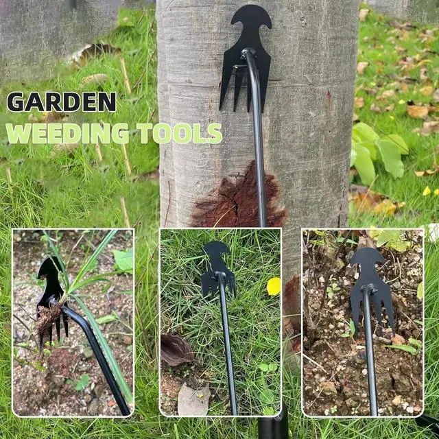 Alt view image 5 of 7 - Manual Weed Puller Twister Garden Lawn Grass Root Remover Claw Tool Black Steel