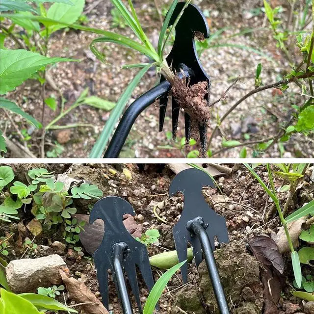 Alt view image 6 of 7 - Manual Weed Puller Twister Garden Lawn Grass Root Remover Claw Tool Black Steel