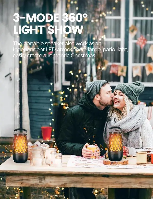 Alt view image 5 of 7 - Outdoor Bluetooth Speaker Pair Flickering Flame Tiki Torch TWS Wall Mount/Stakes