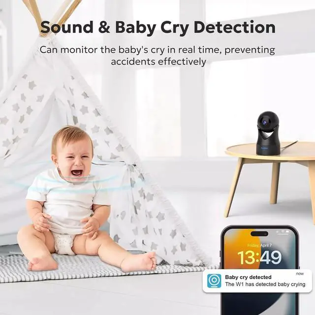 Alt view image 4 of 7 - 2k Pan-Tilt Security Camera 360 Degree Smart Indoor Pet Cam Night Vision 2-Way