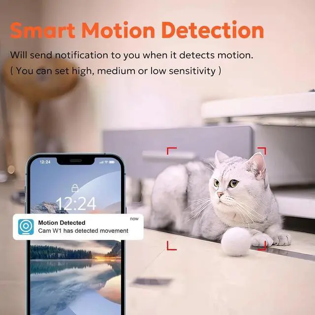 Alt view image 5 of 7 - 2k Pan-Tilt Security Camera 360 Degree Smart Indoor Pet Cam Night Vision 2-Way