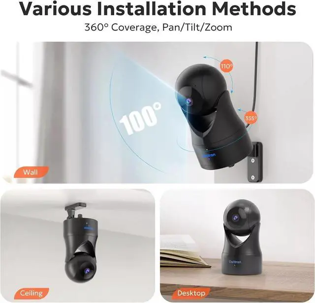 Alt view image 3 of 7 - 2k Pan-Tilt Security Camera 360 Degree Smart Indoor Pet Cam Night Vision 2-Way