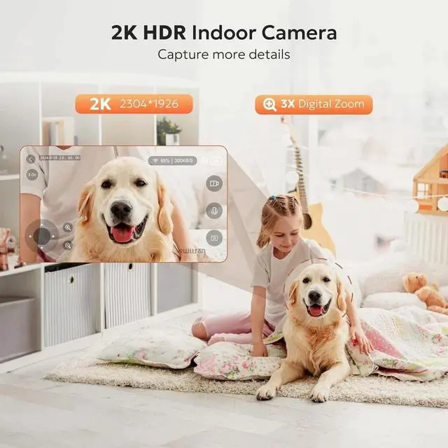 Alt view image 2 of 7 - 2k Pan-Tilt Security Camera 360 Degree Smart Indoor Pet Cam Night Vision 2-Way