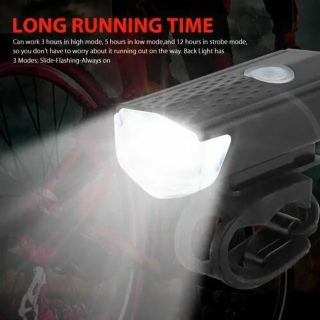 Alt view image 4 of 7 - 2Pcs/Set USB Rechargeable LED Bicycle Headlight Bike Front Rear Lamp Cycling USA