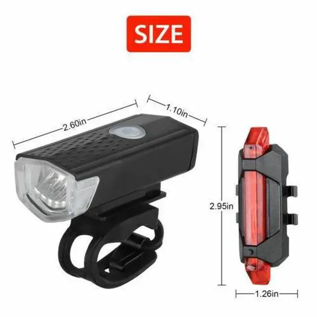 Alt view image 7 of 7 - 2Pcs/Set USB Rechargeable LED Bicycle Headlight Bike Front Rear Lamp Cycling USA