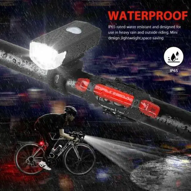 Alt view image 5 of 7 - 2Pcs/Set USB Rechargeable LED Bicycle Headlight Bike Front Rear Lamp Cycling USA