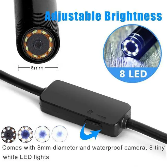 Alt view image 2 of 6 - 5M 8LED Wireless Endoscope WiFi Borescope Inspection Camera for iPhone Android