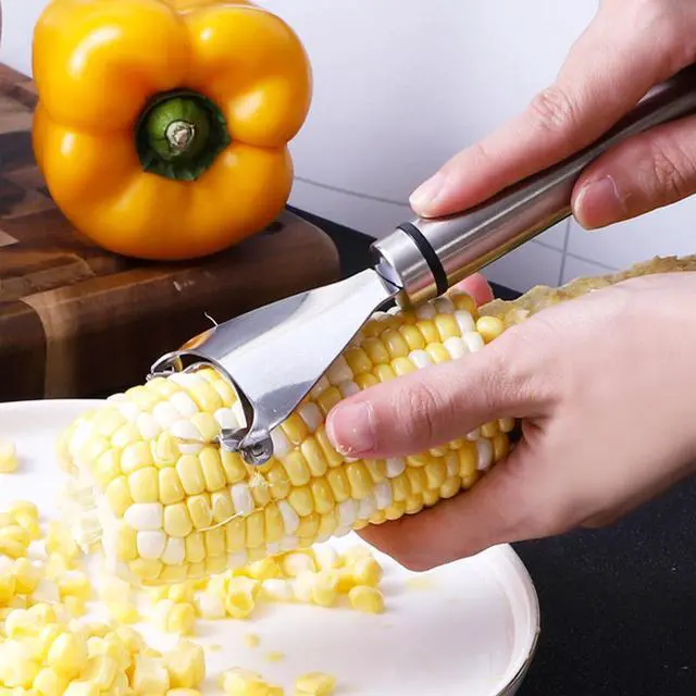 Alt view image 5 of 7 - 3X Stainless Steel Corn Cob Peeler Stripper Remover Kitchen Cutter Thresher Tool