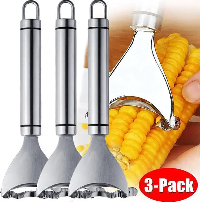 Main image of 3X Stainless Steel Corn Cob Peeler Stripper Remover Kitchen Cutter Thresher Tool