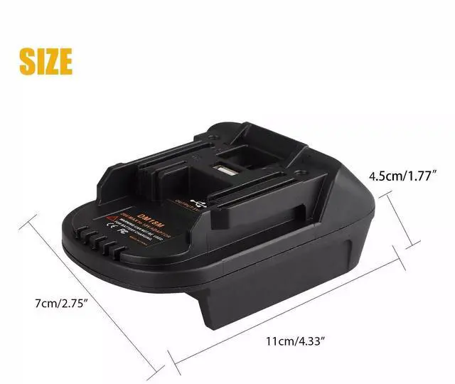 Alt view image 7 of 7 - USB Battery Adapter Converter For 20V DEWALT Milwaukee M18 Convert To Makita 18V