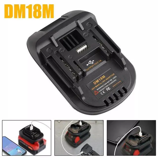 Alt view image 3 of 7 - USB Battery Adapter Converter For 20V DEWALT Milwaukee M18 Convert To Makita 18V