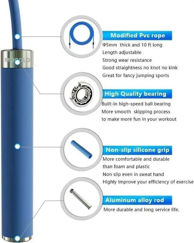 Alt view image 2 of 7 - Gym Boxing Skipping Jump Rope Adjustable Cable Length Ball Bearing Speed Fitness