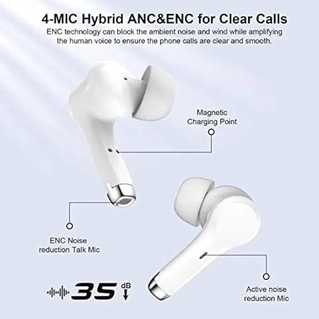 Alt view image 3 of 7 - TWS Bluetooth Earbuds Waterproof Bluetooth 5.1 Headset Noise Cancelling Wireless