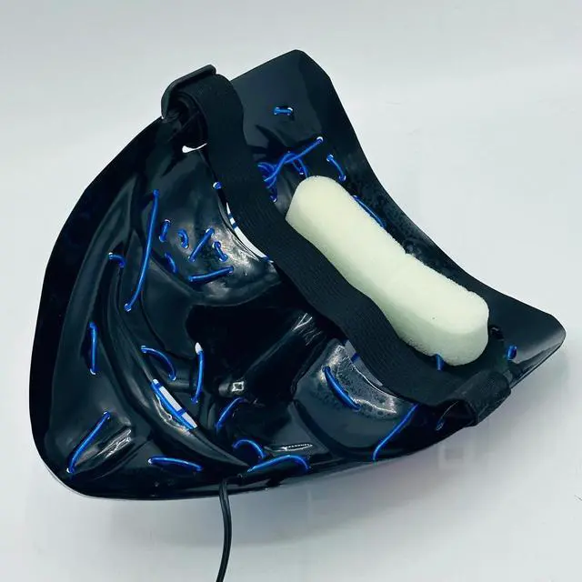 Alt view image 5 of 5 - LED Halloween Mask Neon 3-Mode Costume Purge Cosplay Light V Fawkes Anonymous