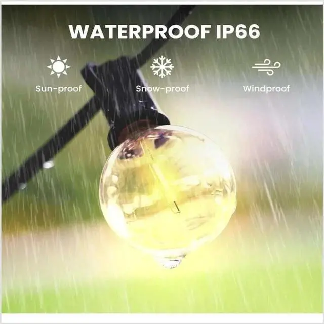 Alt view image 3 of 5 - Outdoor LED String Lights G40 w/ Remote 49ft Waterproof 2200K Party Patio Yard