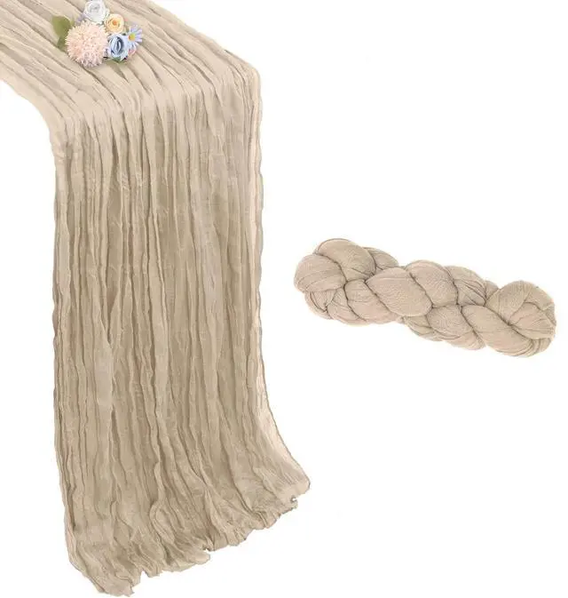 Main image of Gauze Cheesecloth Table Runner Wedding Runner 35 x 120 Inc Beige Table Runner