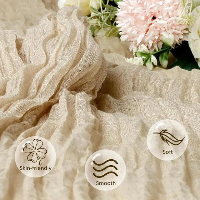 Alt view image 3 of 7 - Gauze Cheesecloth Table Runner Wedding Runner 35 x 120 Inc Beige Table Runner