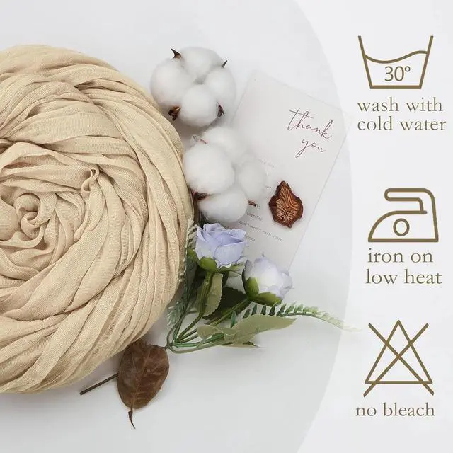 Alt view image 6 of 7 - Gauze Cheesecloth Table Runner Wedding Runner 35 x 120 Inc Beige Table Runner