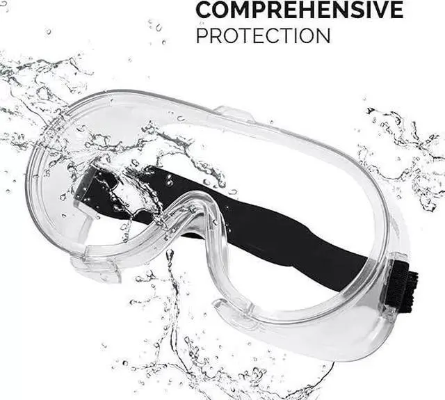 Alt view image 2 of 7 - Clear Safety Goggles Anti-Fog Lab Protective Glasses Eye Protection Elastic