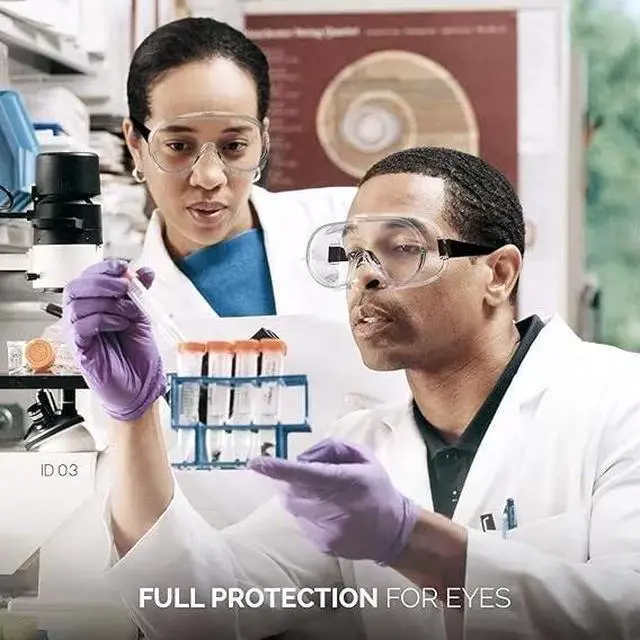 Alt view image 7 of 7 - Clear Safety Goggles Anti-Fog Lab Protective Glasses Eye Protection Elastic