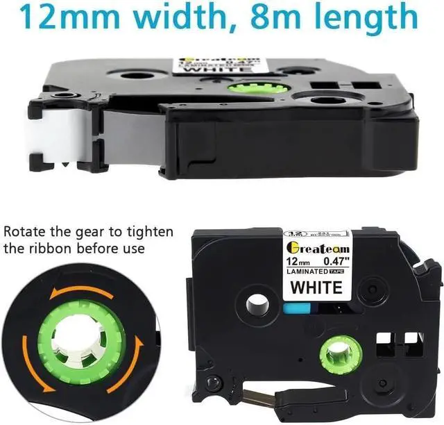 Alt view image 3 of 6 - 2-PACK Tape for Brother P-Touch TZe Label Maker 12mm GOLD Ink on Laminated BLACK