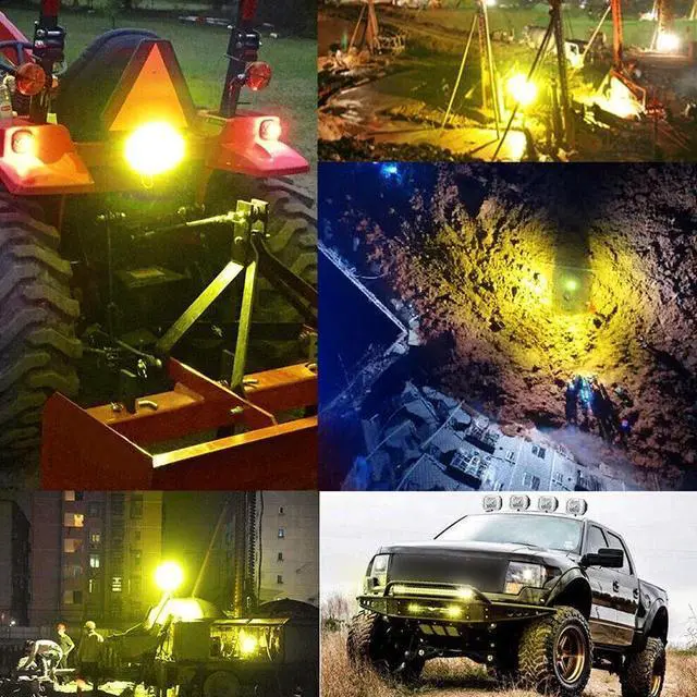 Alt view image 7 of 7 - 4inch LED Work Light Amber Yellow Cube Pods Spot Flood Driving Fog Lamp Offroad