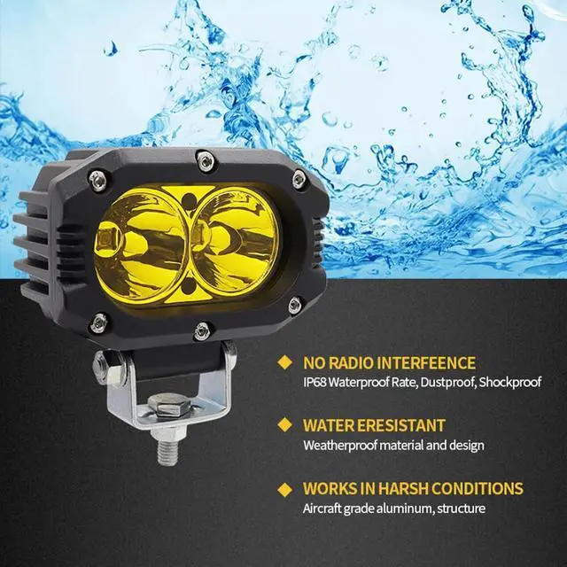 Alt view image 2 of 7 - 4inch LED Work Light Amber Yellow Cube Pods Spot Flood Driving Fog Lamp Offroad