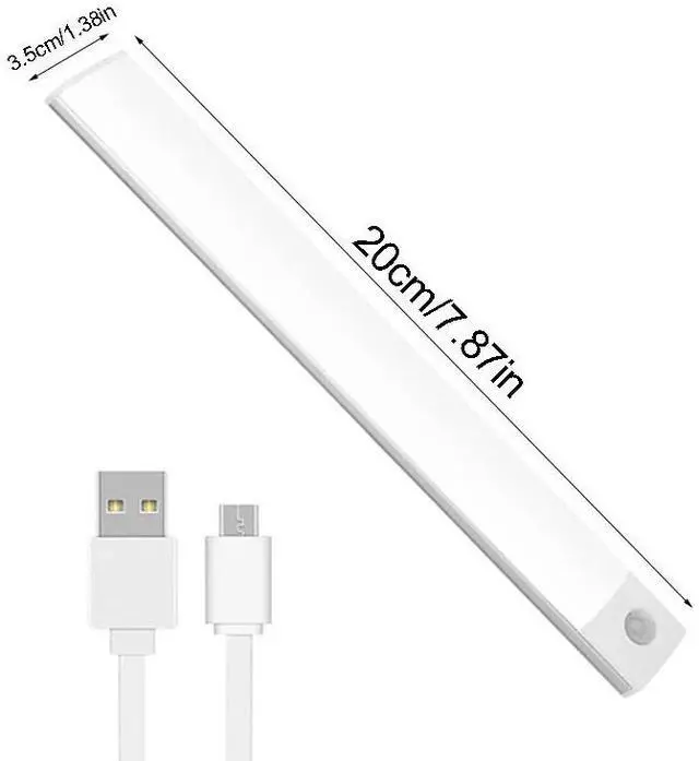 Alt view image 7 of 7 - LED Motion Sensor Under Cabinet Closet Light USB Rechargeable Kitchen Lamp Strip