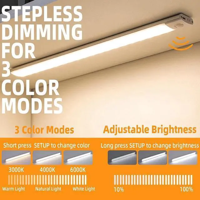 Alt view image 6 of 7 - LED Motion Sensor Under Cabinet Closet Light USB Rechargeable Kitchen Lamp Strip
