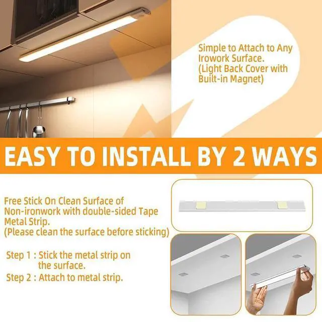 Alt view image 5 of 7 - LED Motion Sensor Under Cabinet Closet Light USB Rechargeable Kitchen Lamp Strip