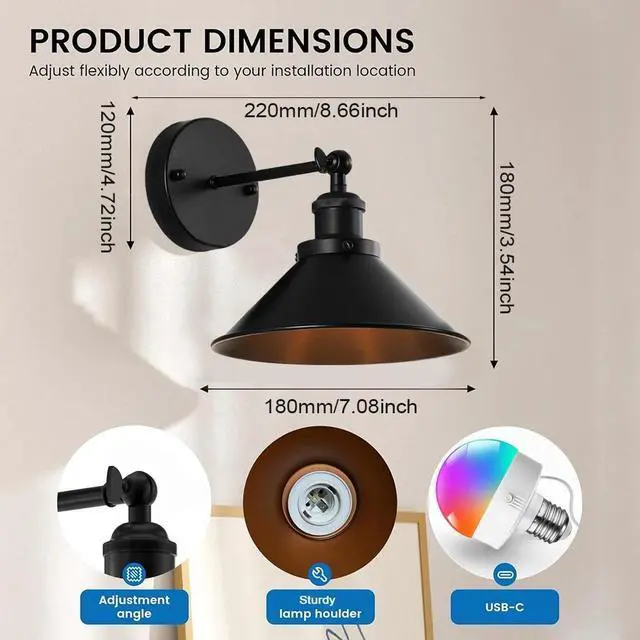Alt view image 7 of 7 - 2 Pack Battery Operated Wall Sconces w/ Remote Dimmable Wireless LED Wall Lamp