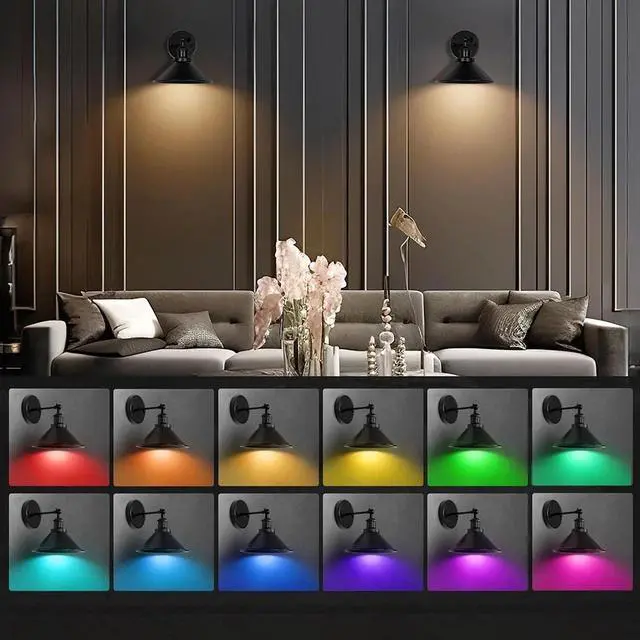 Alt view image 2 of 7 - 2 Pack Battery Operated Wall Sconces w/ Remote Dimmable Wireless LED Wall Lamp
