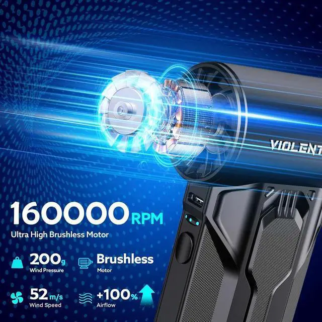 Alt view image 6 of 7 - Dry Blower Mini Turbo Portable 160000 RPM Air Blower Electric Fan