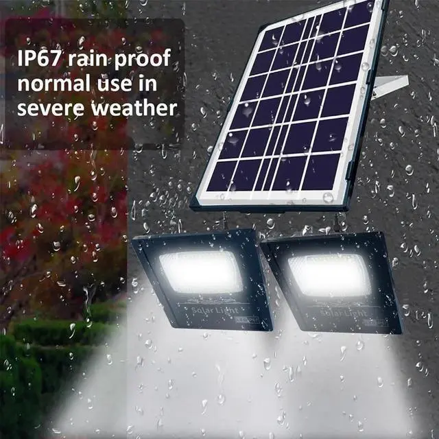 Alt view image 4 of 7 - LED Double Flood Lights Solar Power Outdoor Indoor Garden Yard Shed Barn Lamp