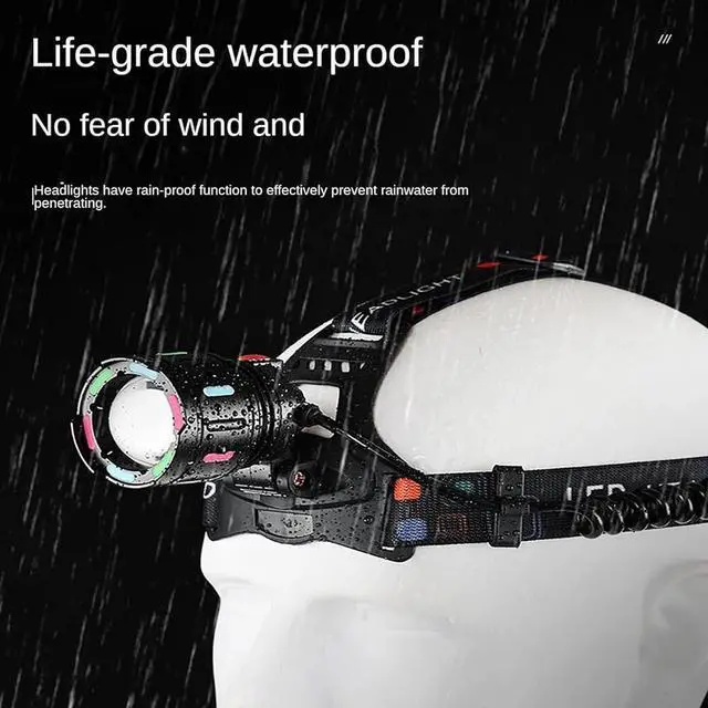 Alt view image 7 of 7 - 990000LM LED Headlamp Rechargeable Headlight Zoomable Head Torch Lamp Flashlight