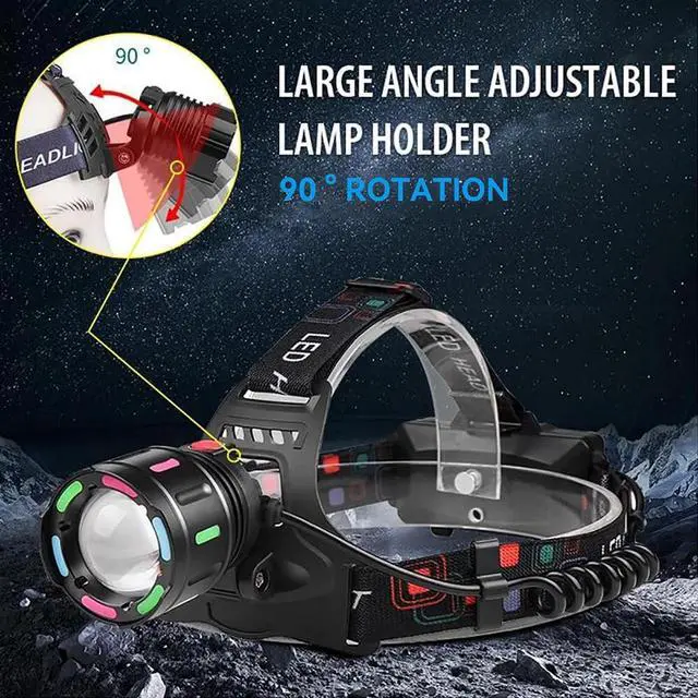 Alt view image 6 of 7 - 990000LM LED Headlamp Rechargeable Headlight Zoomable Head Torch Lamp Flashlight