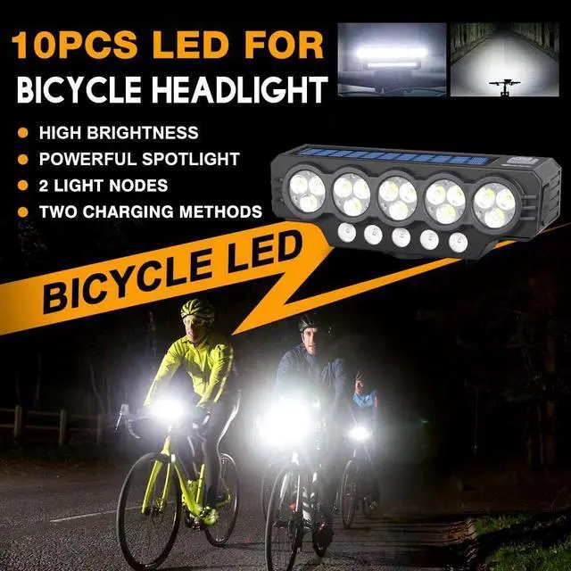 Alt view image 5 of 7 - Solar Powered Bike Light, USB-C Rechargeable LED Bike Headlight, with Speaker
