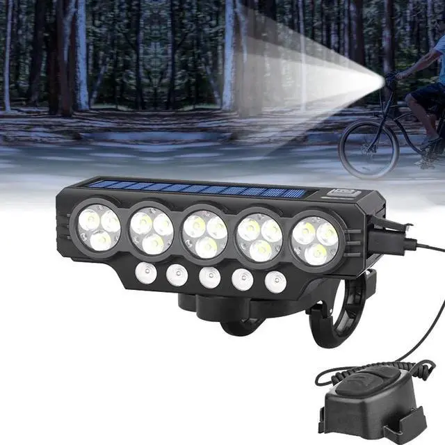 Alt view image 3 of 7 - Solar Powered Bike Light, USB-C Rechargeable LED Bike Headlight, with Speaker