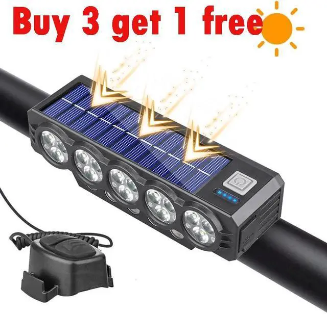 Main image of Solar Powered Bike Light, USB-C Rechargeable LED Bike Headlight, with Speaker
