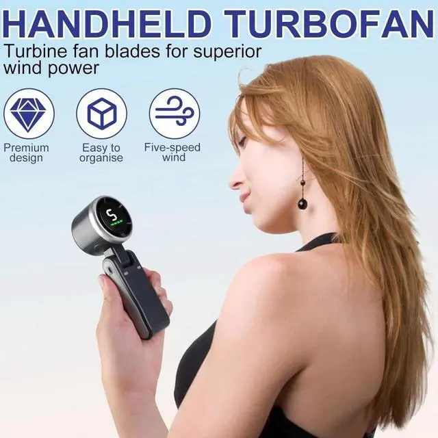 Alt view image 3 of 7 - Mini Portable Handheld Turbo Fan USB Rechargeable Cooling Fan Up to 8 Hours US