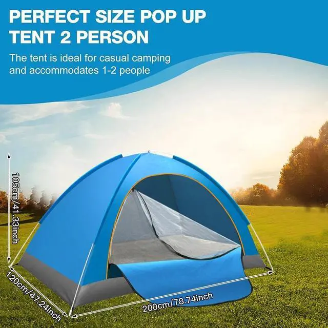 Alt view image 4 of 7 - 2 Second Pop Up Tent for 2-3 Person Camping Hiking 4 Season Waterproof Anti-UV