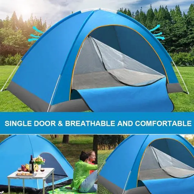 Alt view image 6 of 7 - 2 Second Pop Up Tent for 2-3 Person Camping Hiking 4 Season Waterproof Anti-UV