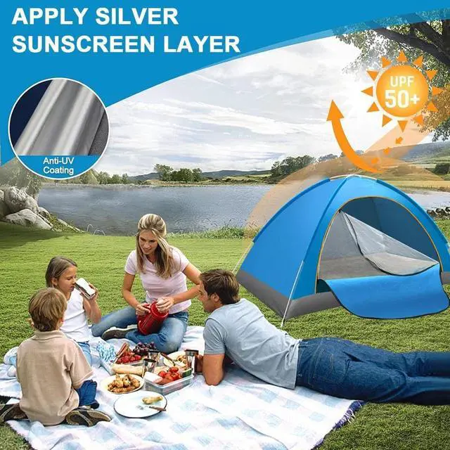 Alt view image 3 of 7 - 2 Second Pop Up Tent for 2-3 Person Camping Hiking 4 Season Waterproof Anti-UV