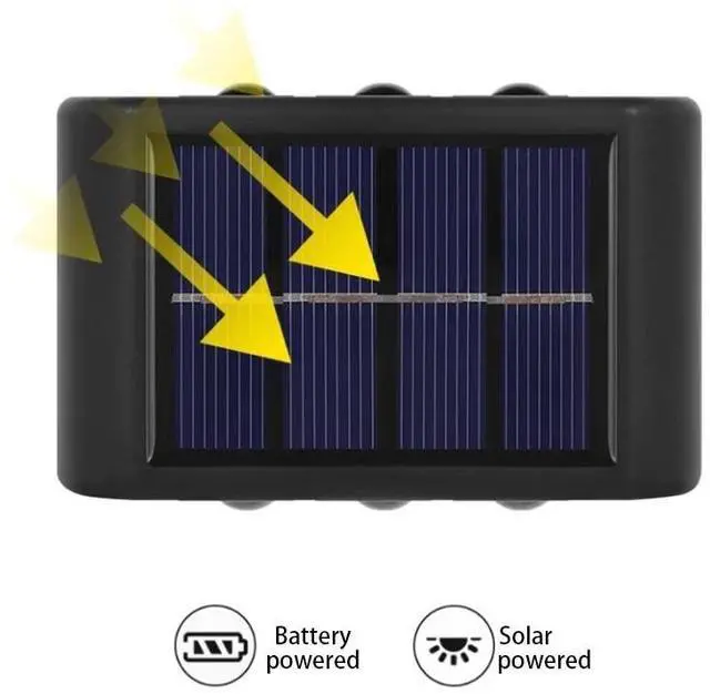 Alt view image 7 of 7 - 2PCS 6LED Solar Powered Wall Deck Light UP Down Outdoor Stairs Step Fence Lamp