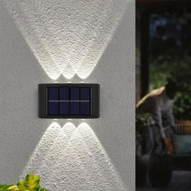 Alt view image 4 of 7 - 2PCS 6LED Solar Powered Wall Deck Light UP Down Outdoor Stairs Step Fence Lamp