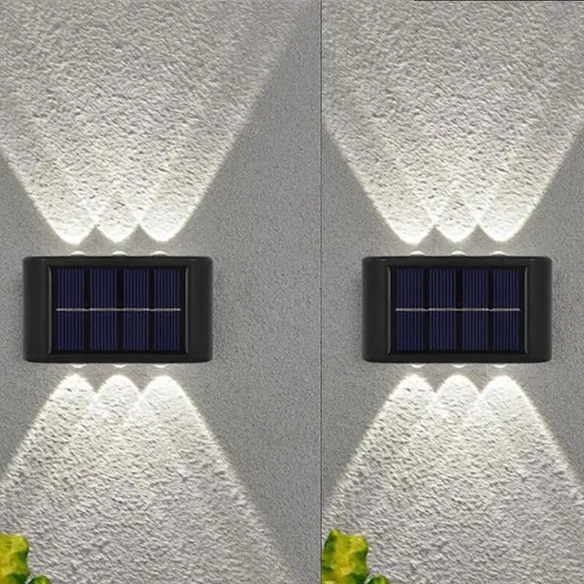 Main image of 2PCS 6LED Solar Powered Wall Deck Light UP Down Outdoor Stairs Step Fence Lamp